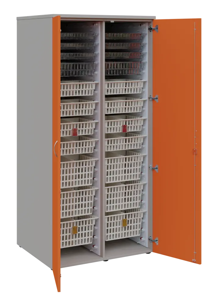 EUROMEDICA D - 90 skříň léková boxová, 2-dveřová, 1950x900x735, korpus šedý, dvířka mandarinka